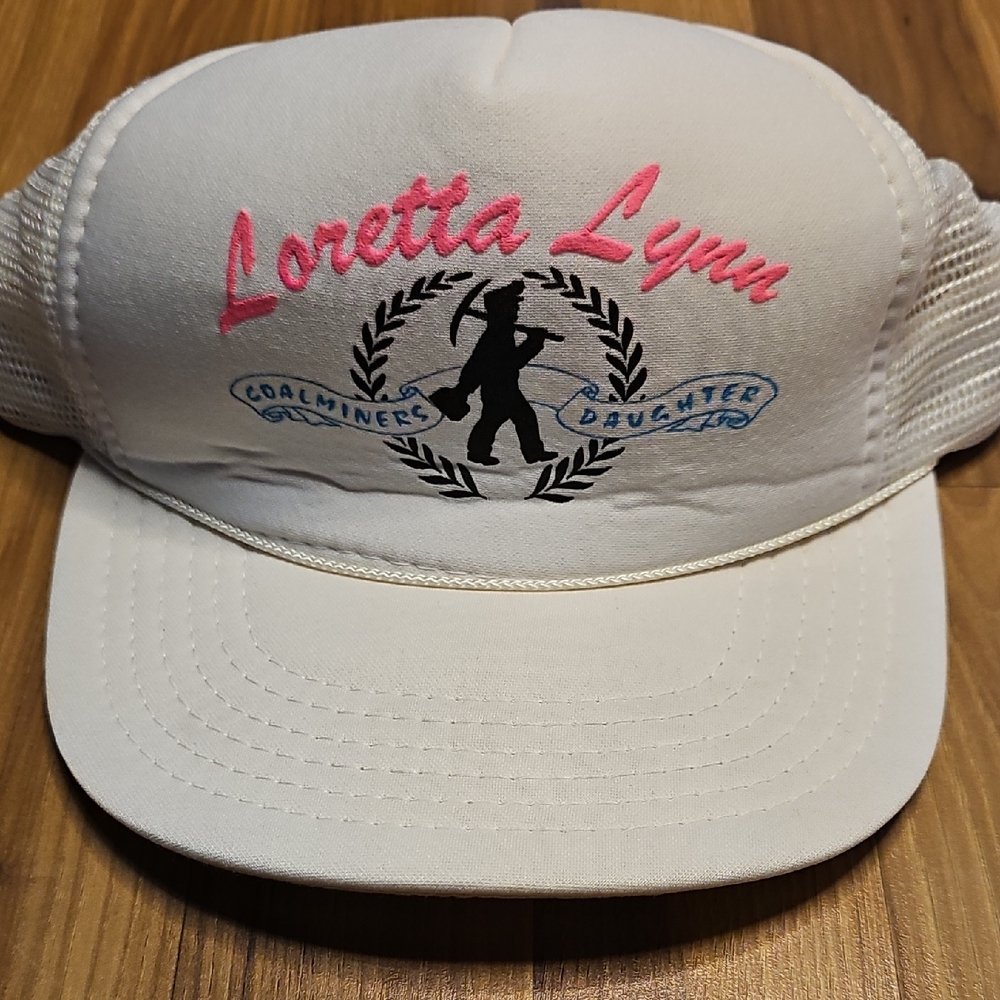 Vintage Loretta Lynn, Coalminers Daughter, White and Pink Trucker Hat OS
